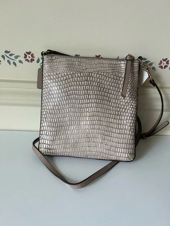 Coach Metallic Taupe Faux Croc Crossbody Bag - Picture 4 of 4
